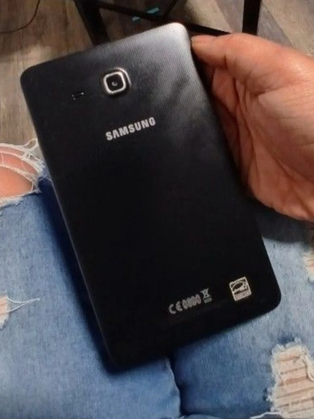 Samsung Black Tablet with Blue Display